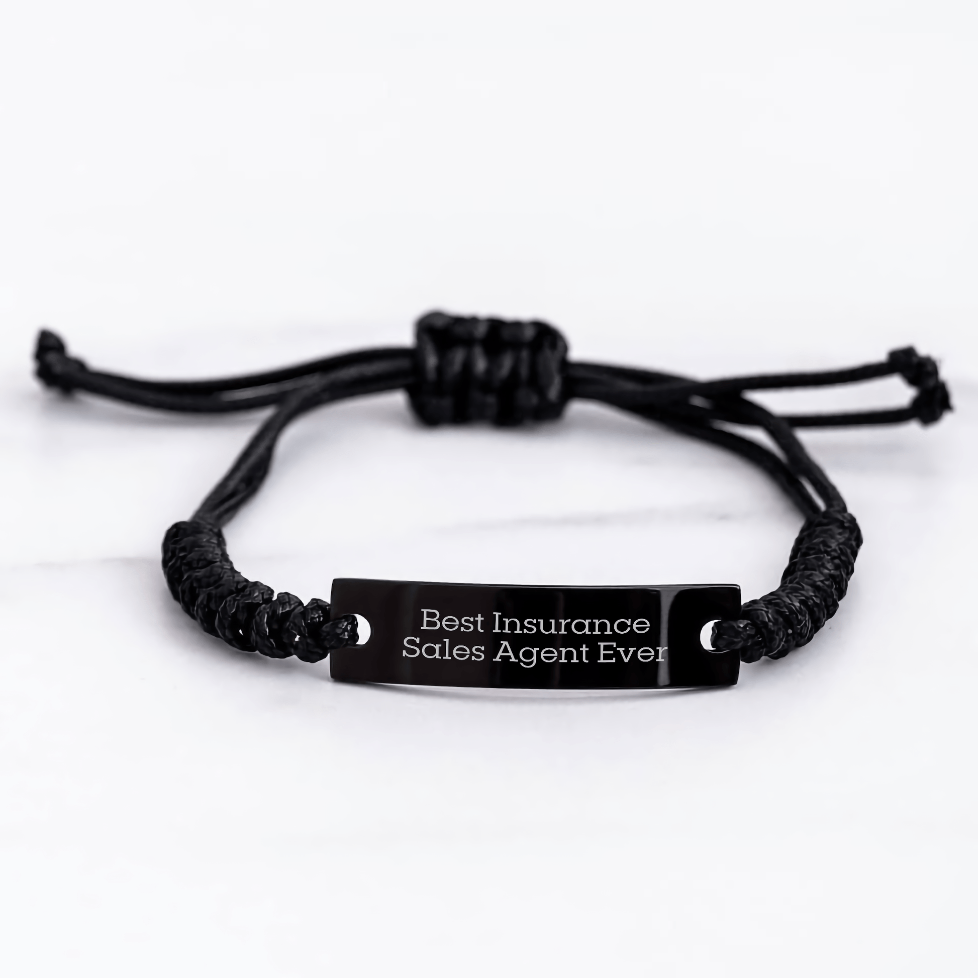 Insurance Sales Agent Rope Bracelet, 'Best Insurance Sales Agent Ever' Quote, Adjustable Black Stainless Steel Rope, Father's Day Unique Gifts from Family, Gifts for Insurance Sales Agent - The Buy Boom