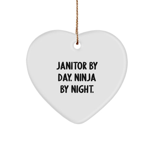 Janitor By Day. Ninja By Night. Heart Ornament Gifts from Friends for Janitors Christmas Unique Gifts - The Buy Boom