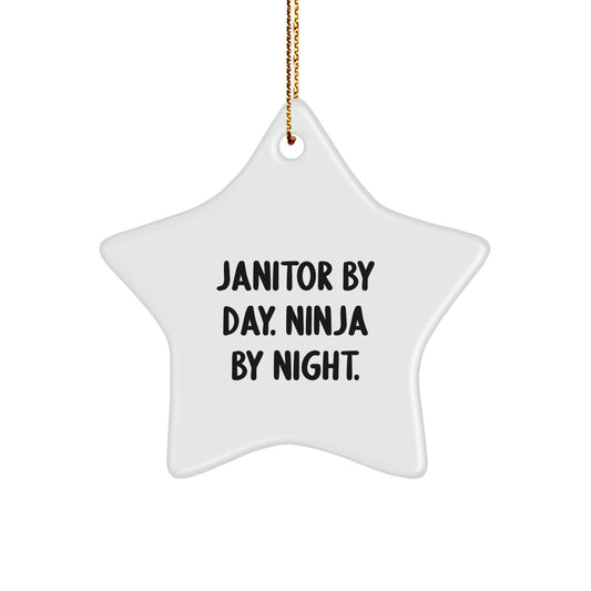 Janitor Gifts for Men by Day, Ninja by Night, Star Ornament, Funny Quote, Christmas Unique Gifts from Friends - The Buy Boom