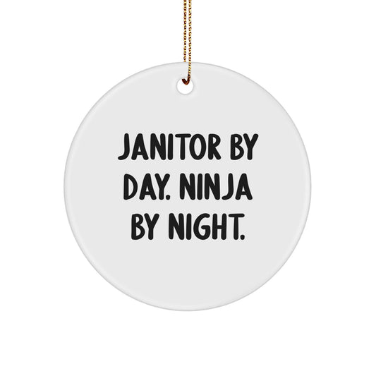Janitor Gifts for Men, 'Janitor By Day. Ninja By Night.' Circle Ornament, Funny Christmas Unique Gift from Friends for Janitor - The Buy Boom