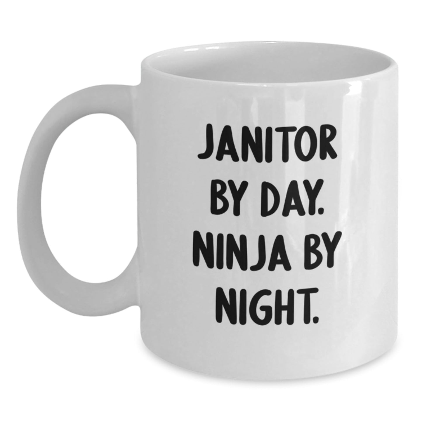 Janitor Gifts for Men, Women, Coworkers, and Family - Funny White Coffee Mug, 'Janitor By Day. Ninja By Night.' Graduation Unique Gifts - The Buy Boom