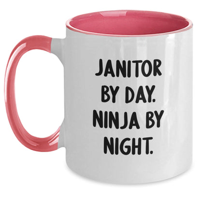 Janitor Gifts Funny Quote Two Tone Coffee Mug for Men, Women, Friends, Coworkers, Family - Graduation Unique Gifts - The Buy Boom