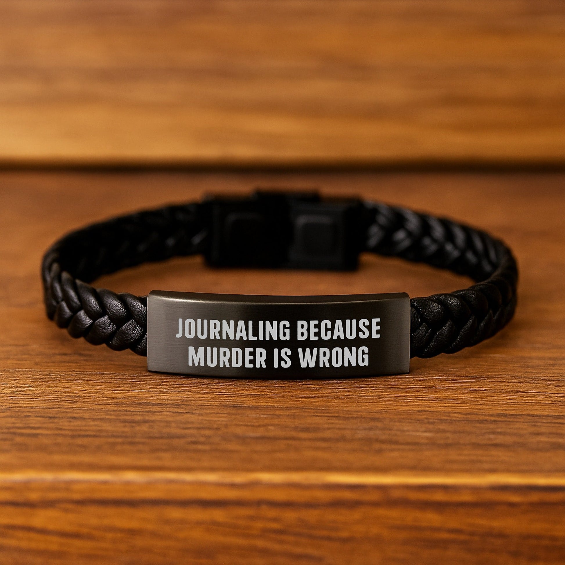 Journaling Inspirational Gifts from Friends for Women, Interlaced Leather Bracelet with Quote 'Journaling Because Murder Is Wrong', Graduation Unique Gifts - The Buy Boom