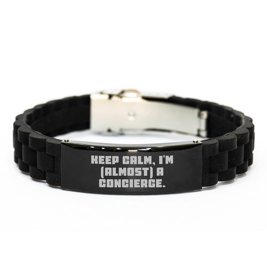 Keep Calm Gifts for Concierge Men from Friends - Funny Concierge Glide lock Clasp Bracelet, Christmas Unique Gifts for Concierge Staff - The Buy Boom