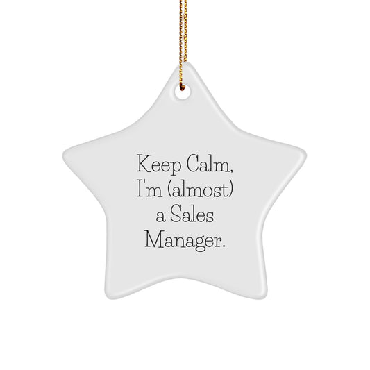 Keep Calm, I'm (almost) A Sales Manager! Funny Sales Manager Gifts for Christmas - Star Ornament from Friends, Coworkers, Family, and More. - The Buy Boom
