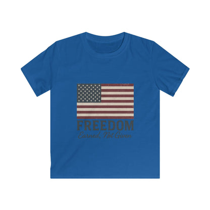 Kids “Freedom Earned, Not Given” Patriotic T-Shirt – American Flag Tee for Independence Day, July 4th & Everyday USA Pride - The Buy Boom