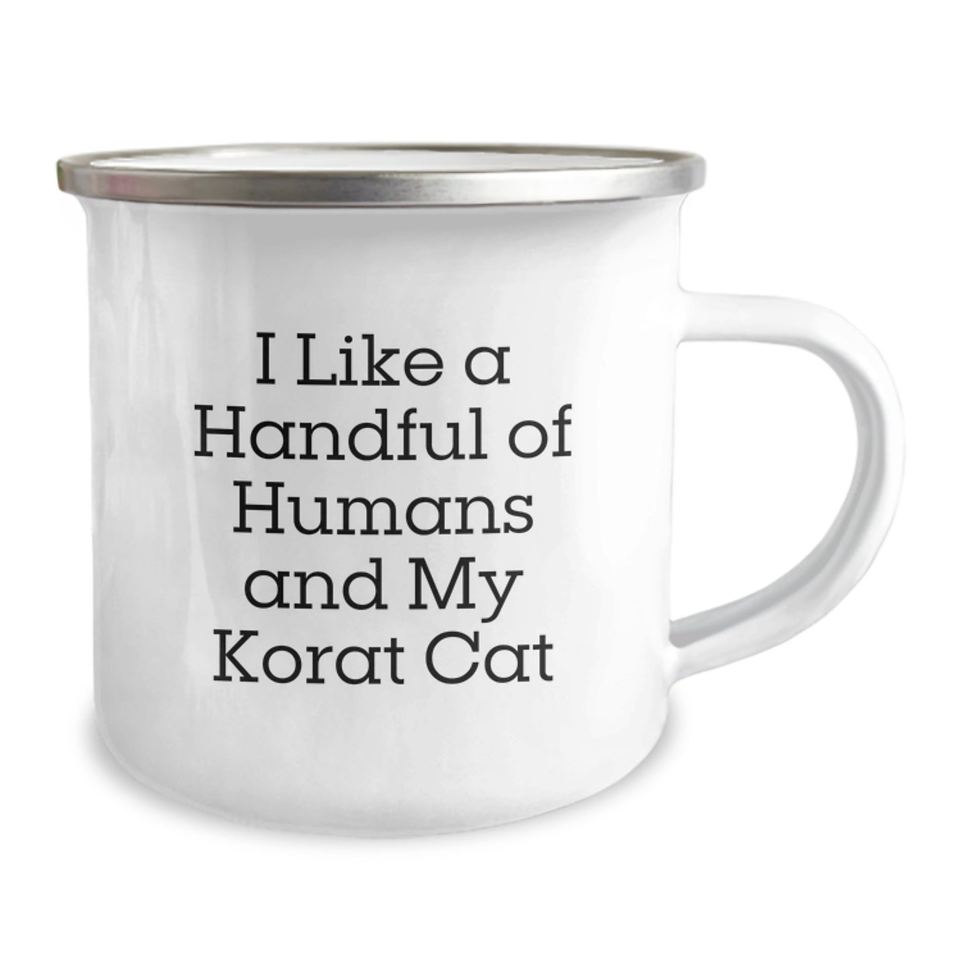 Korat Cat Enthusiasts Gifts from Friends Unique Camping Mug, 'I Like A Handful Of Humans And My Korat Cat', Birthday Unique Gifts for Korat Cat Lovers - The Buy Boom