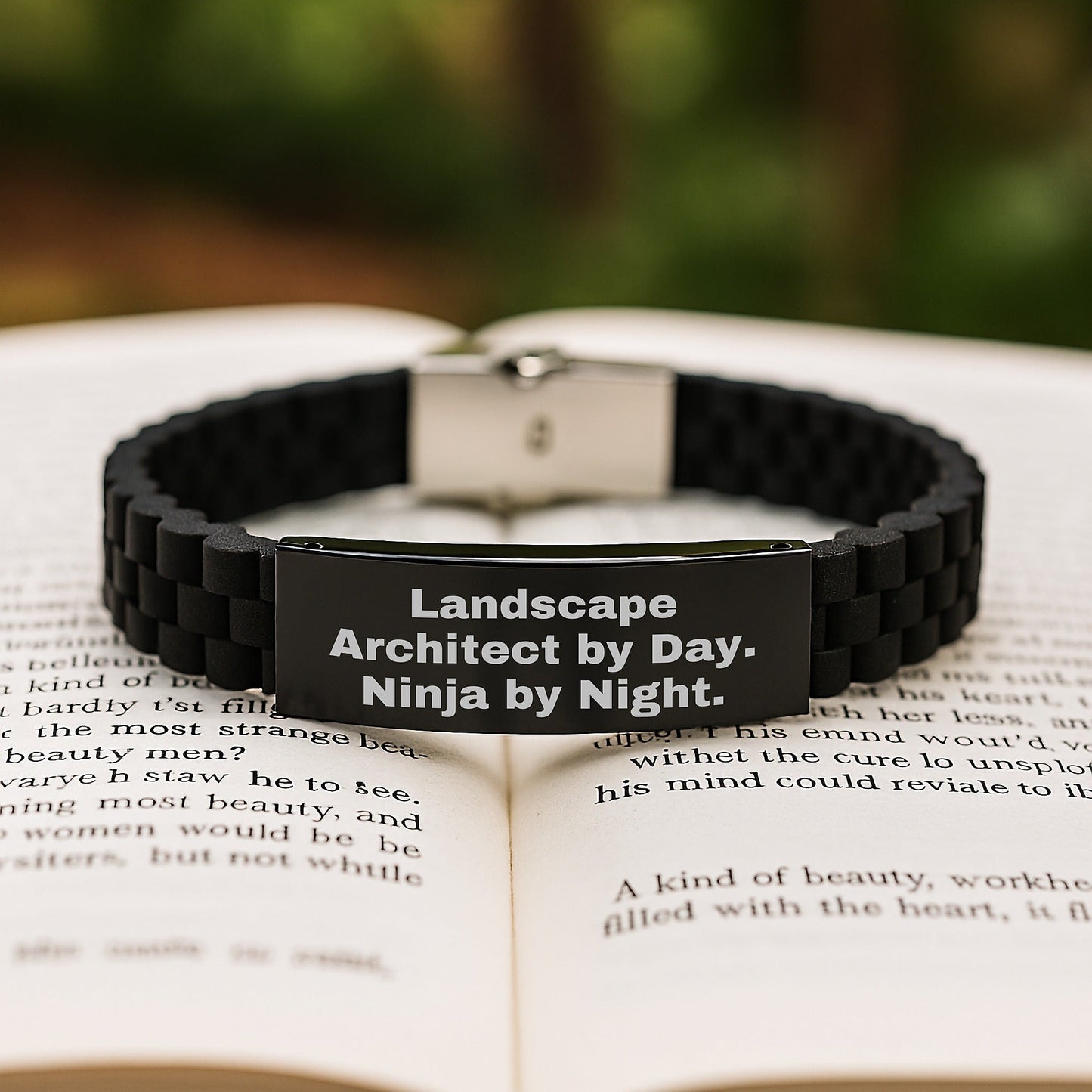 Landscape Architect Gifts - By Day. Ninja By Night. - Glide lock Clasp Black Stainless Steel Silicone Adjustable Graduation Unique Presents from Family to Men - The Buy Boom