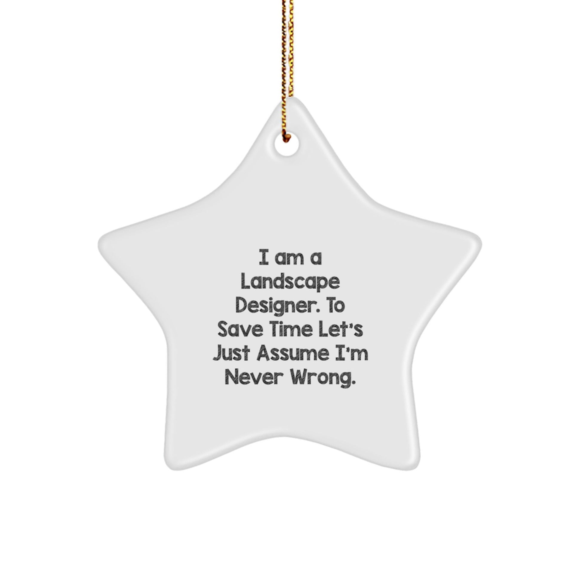 Landscape Designer Gifts from Friends to Family - Funny Star Ornament, I Am A Landscape Designer. To Save Time Let's Just Assume I'm Never Wrong., Christmas Unique Gifts for Him Her - The Buy Boom
