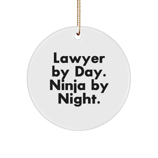 Lawyer Gifts for Men - Circle Ornament with Funny Quote 'Lawyer by Day, Ninja by Night.' - Christmas Unique Gifts from Friends - The Buy Boom
