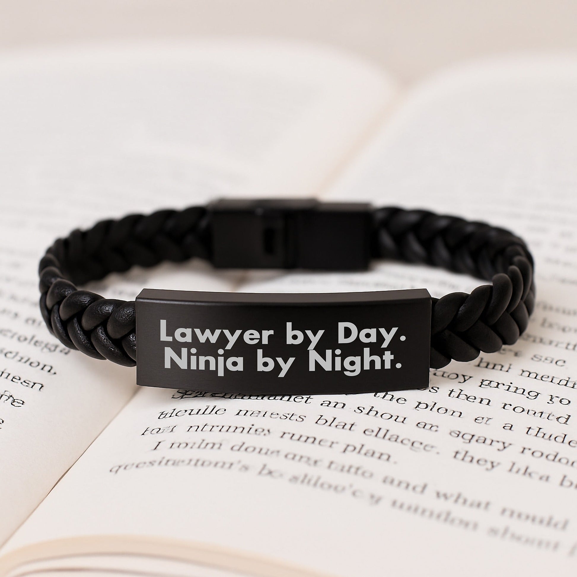 Lawyer Gifts, Interlaced Leather Bracelet for Graduation, Funny Quote 'Lawyer By Day. Ninja By Night.' Gifts from Friends to Lawyer - The Buy Boom