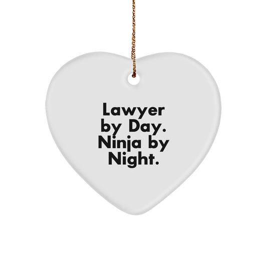 Lawyer Gifts: 'Lawyer By Day. Ninja By Night.' Heart Ornament for Christmas, Gifts from Men to Lawyer Friends, Coworkers, Family - The Buy Boom