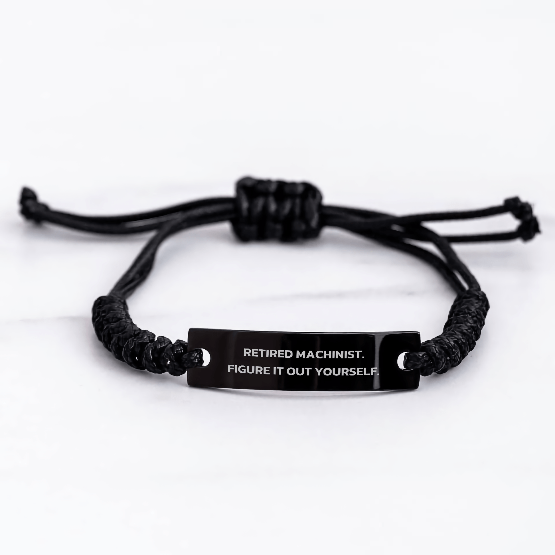 Machinist Gifts from Friends, 'Retired Machinist. Figure It Out Yourself.' Graduation Unique Gifts for Men, Black Rope Bracelet - The Buy Boom