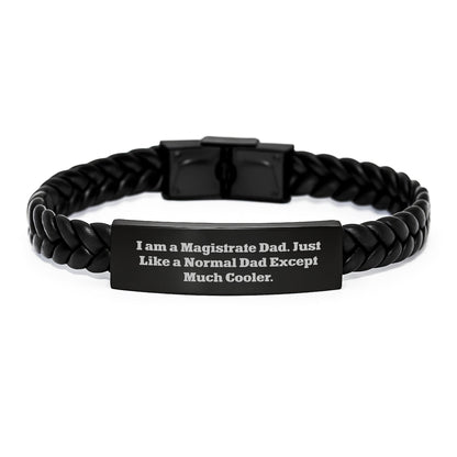 Magistrate Dad Gifts, Funny Quote Interlaced Leather Bracelet, Stainless Steel PU Leather, Christmas Unique Gifts for Magistrate Men - The Buy Boom