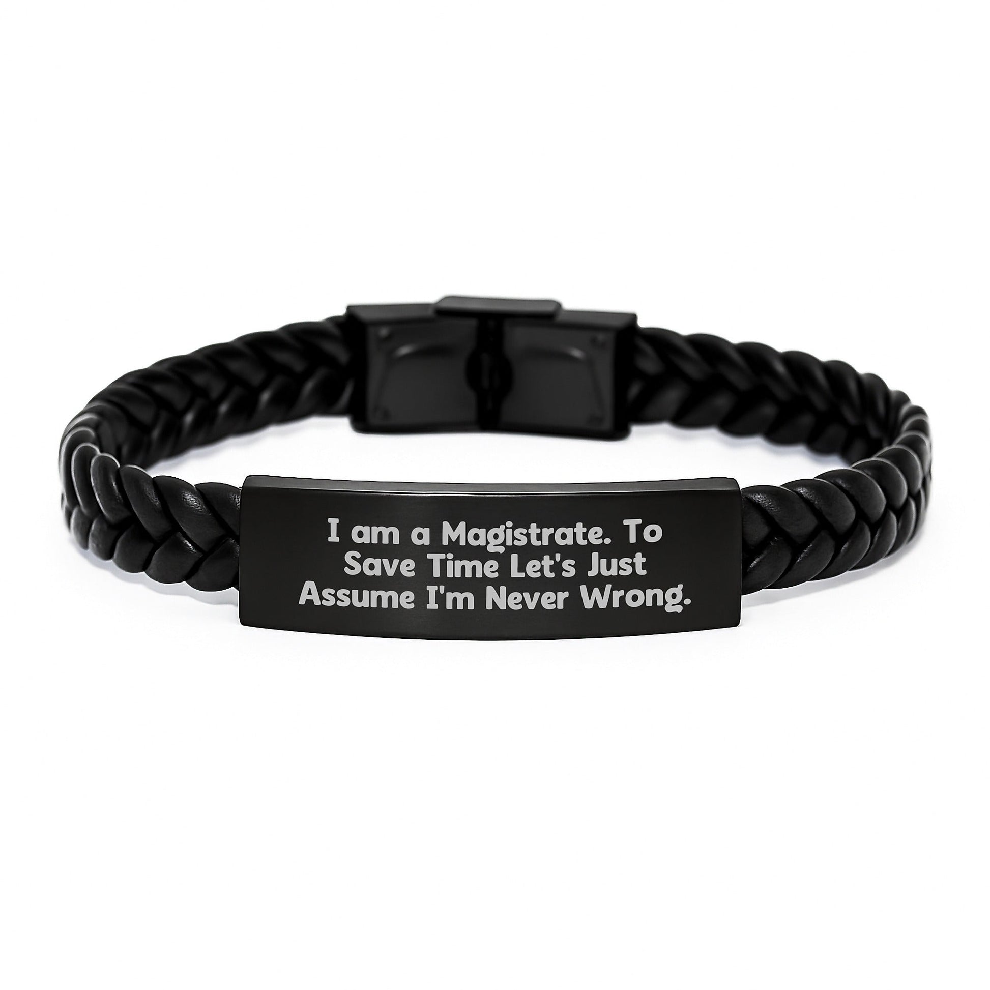 Magistrate Gifts for Him Funny Interlaced Leather Bracelet Stainless Steel PU Leather Christmas Unique Presents - The Buy Boom