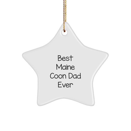 Maine Coon Cat Lovers Gifts from Dad - 'Best Maine Coon Dad Ever' Star Ornament, White, Christmas Unique Gifts for Maine Coon Cat Enthusiasts - The Buy Boom