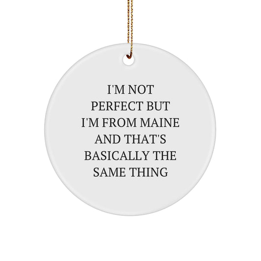 Maine Love Circle Ornament, Funny Quote Gifts from Friends for Family, Handcrafted MDF with Sublimation Finish, 2.75'' Tall, 0.5 oz, Gold Cord Included, Perfect Christmas Unique Gifts - The Buy Boom