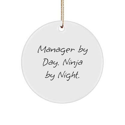 Manager Gifts from Men: 'Manager By Day. Ninja By Night.' Circle Ornament, Christmas Unique Gifts for Men - The Buy Boom
