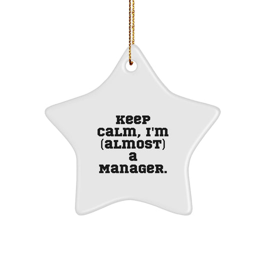 Manager Star Ornament, Keep Calm, I'm (almost) A Manager. - Funny Gift from Friends to Manager, Women, Family, Christmas Unique Ornament - The Buy Boom