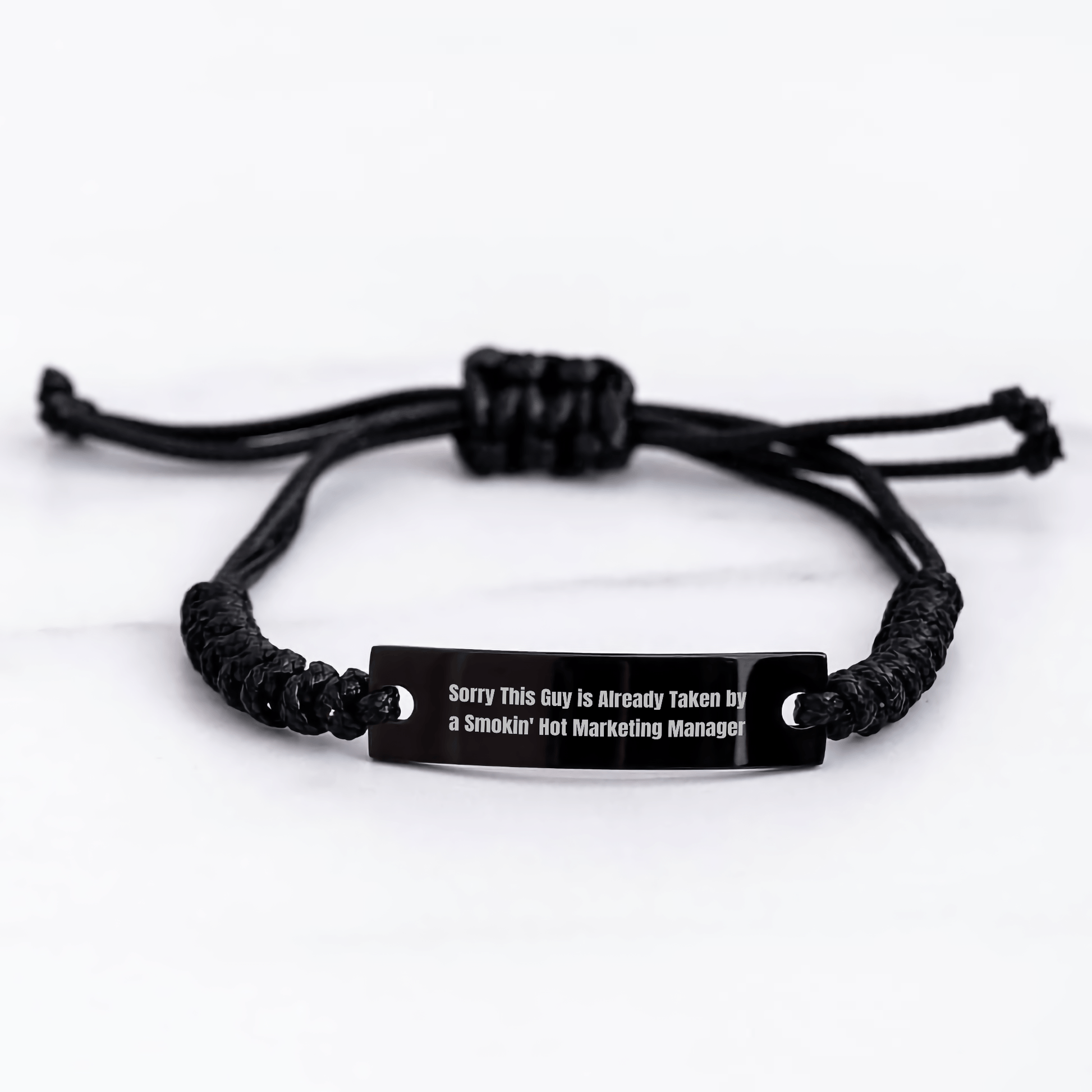 Marketing Manager Gifts, Funny Quote, Adjustable Rope Bracelet for Father's Day from Friends to Coworkers, Sorry This Guy Is Already Taken by a Smokin' Hot Marketing Manager - The Buy Boom
