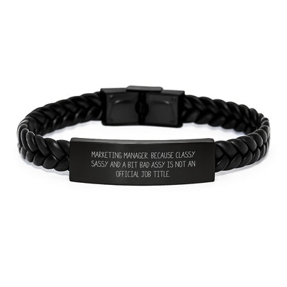 Marketing Manager Gifts - Funny Quote Interlaced Leather Bracelet for Marketing Manager Men - Gifts from Friends to Marketing Manager Family - The Buy Boom