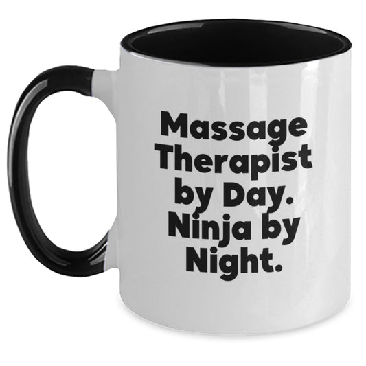 Massage Therapist Gifts from Friends, Cute Two Tone Coffee Mug for Graduation, 'Massage Therapist By Day. Ninja By Night.' - The Buy Boom