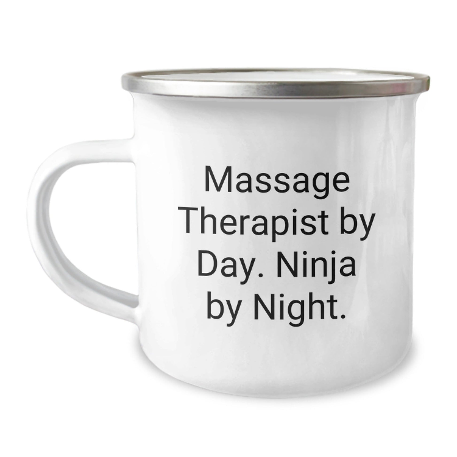 Massage Therapist Gifts from Friends, Funny Ceramic Mugs for Graduation, 'Massage Therapist By Day. Ninja By Night.' Quote, 12 oz Camping Mug, Stainless Steel with Enamel Finish - The Buy Boom