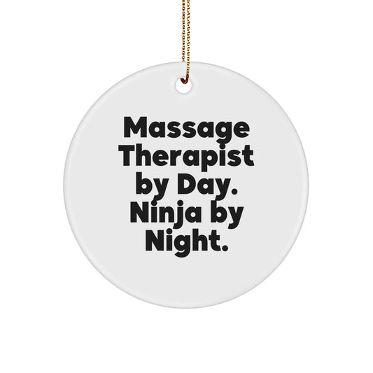 Massage Therapist Gifts from Friends, 'Massage Therapist By Day. Ninja By Night.' Circle Ornament for Men, Women, Coworkers, Family, Christmas Unique Gifts - The Buy Boom