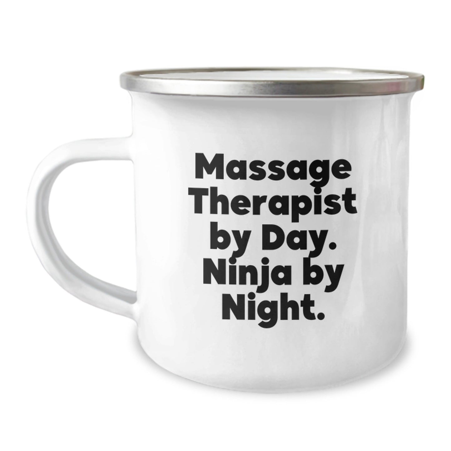 Massage Therapist Gifts from Friends, Unique Camping Mug for Graduation, 'Massage Therapist By Day. Ninja By Night.' Funny Quote, 12 oz Stainless Steel with Enamel Finish, Gifts for Massage Therapist - The Buy Boom