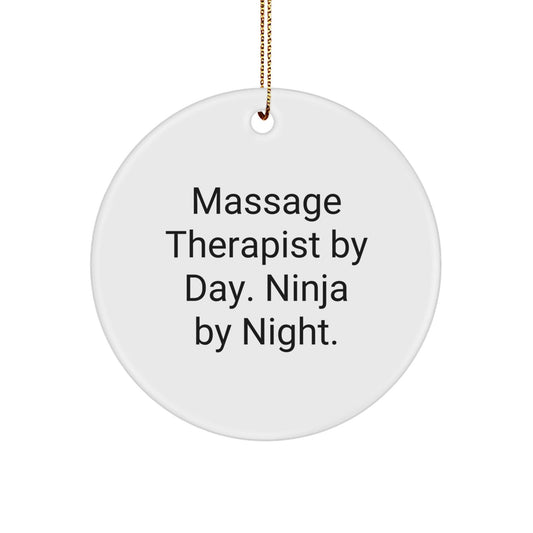 Massage Therapist Gifts, Funny Quote Circle Ornament, 'Massage Therapist By Day. Ninja By Night.' Gifts from Friends and Family, Unique Christmas Memorable Presents for Massage Therapist - The Buy Boom