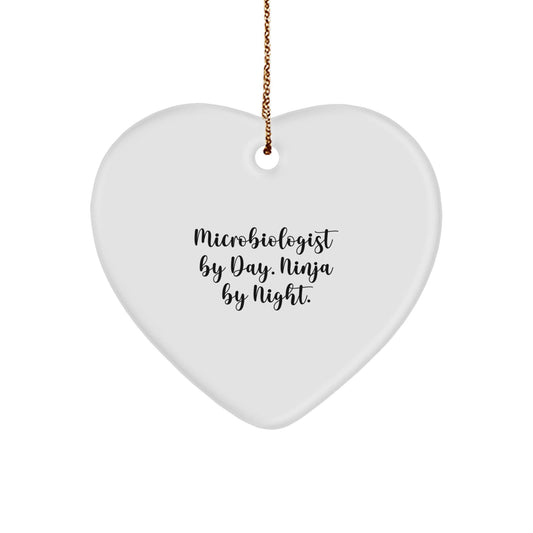 Microbiologist Gifts from Friends, Heart Ornament for Microbiologist By Day, Ninja By Night., Funny Christmas Memorable Present for Coworkers and Family - The Buy Boom
