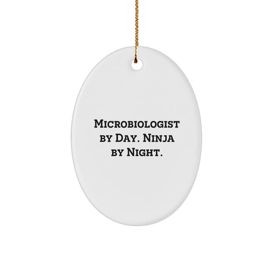 Microbiologist Gifts from Friends - 'Microbiologist By Day. Ninja By Night.' Oval Ornament, Christmas Unique Gifts for Family - The Buy Boom