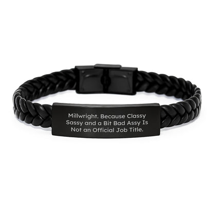 Millwright Classy Sassy Bracelet, Funny Quote Interlaced Leather Gifts from Friends for Men, Unique Christmas Unique Gifts - The Buy Boom