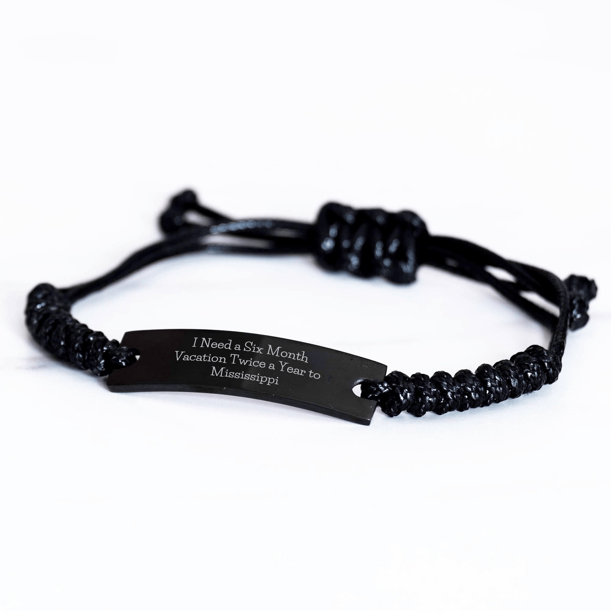 Mississippi Gifts for Men, Women, Friends, Coworkers, Family - 'I Need A Six Month Vacation Twice A Year To Mississippi' Funny Quote Rope Bracelet, Graduation Unique Gifts from Loved Ones - The Buy Boom