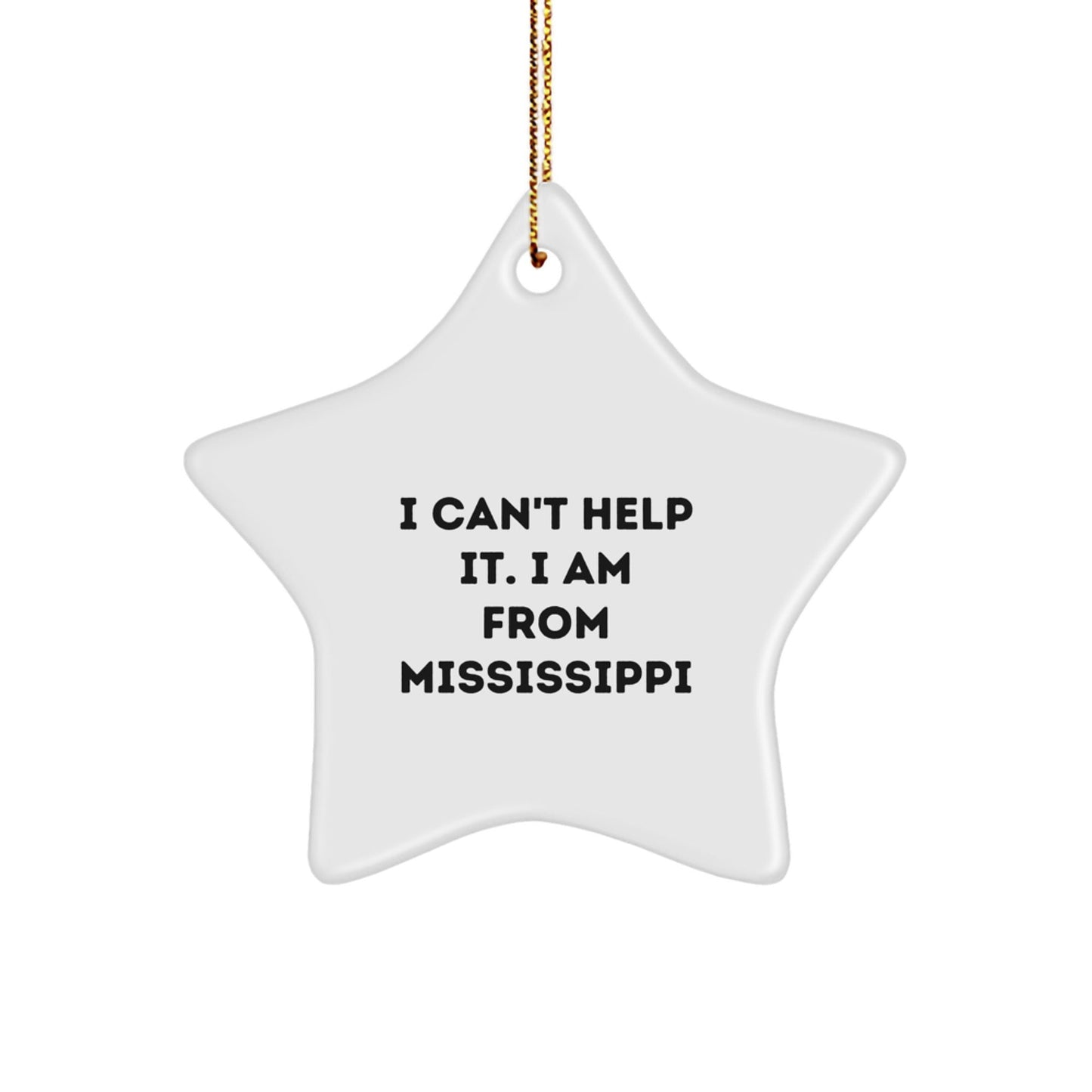 Mississippi Star Ornament Gifts from Men to Family Members with Funny Quote 'I Can't Help It. I Am From Mississippi' for Christmas - The Buy Boom