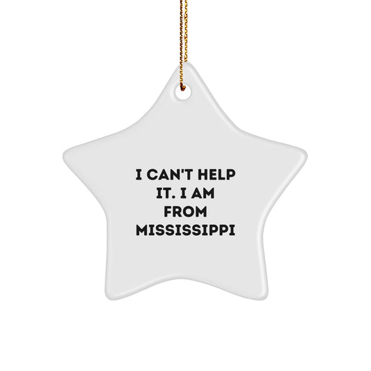 Mississippi Star Ornament Gifts from Men to Family Members with Funny Quote 'I Can't Help It. I Am From Mississippi' for Christmas - The Buy Boom
