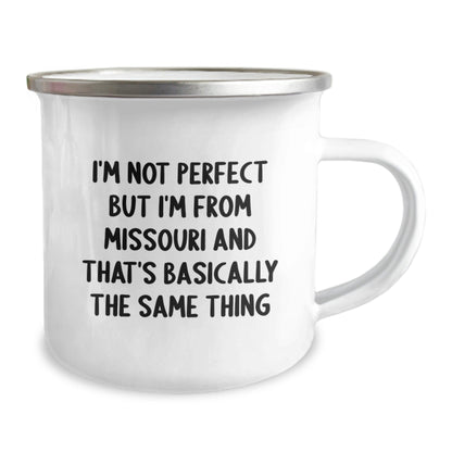 Missouri Proud Camping Mug, Funny Quote Gift for Friends from Missouri, Birthday Unique Gifts, 12 oz Stainless Steel with Enamel Finish - The Buy Boom