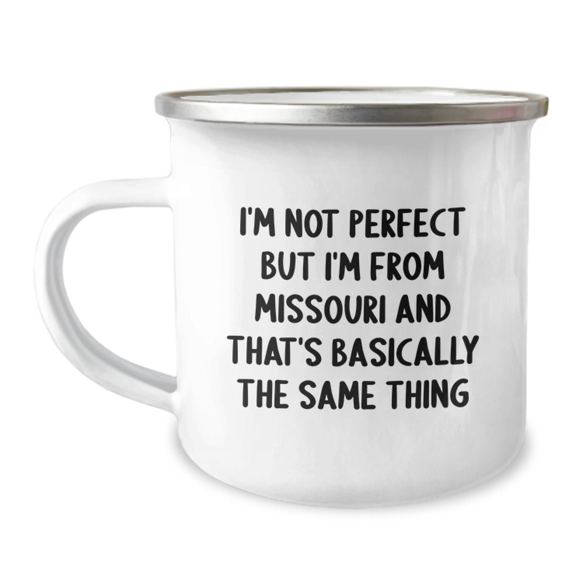 Missouri Proud Camping Mug, Funny Quote Gift for Friends from Missouri, Birthday Unique Gifts, 12 oz Stainless Steel with Enamel Finish - The Buy Boom