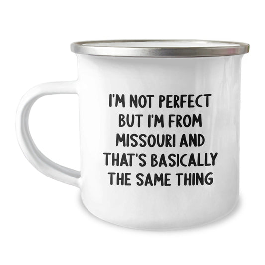 Missouri Proud Camping Mug, Funny Quote Gift for Friends from Missouri, Birthday Unique Gifts, 12 oz Stainless Steel with Enamel Finish - The Buy Boom