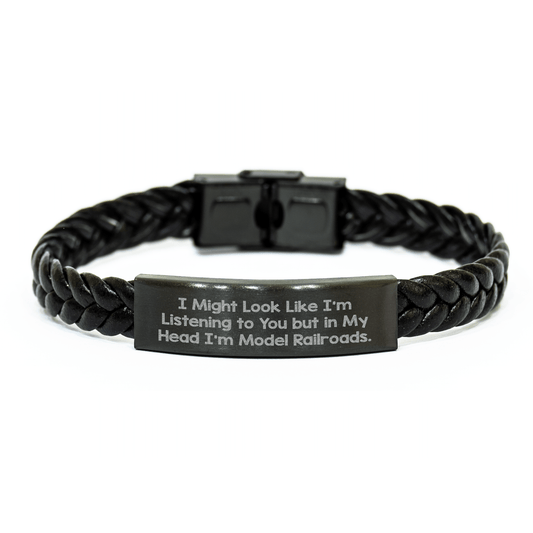 Model Railroads Enthusiasts Gifts for Men from Friends, Funny Inspirational Quote Interlaced Leather Bracelet for Graduation - The Buy Boom