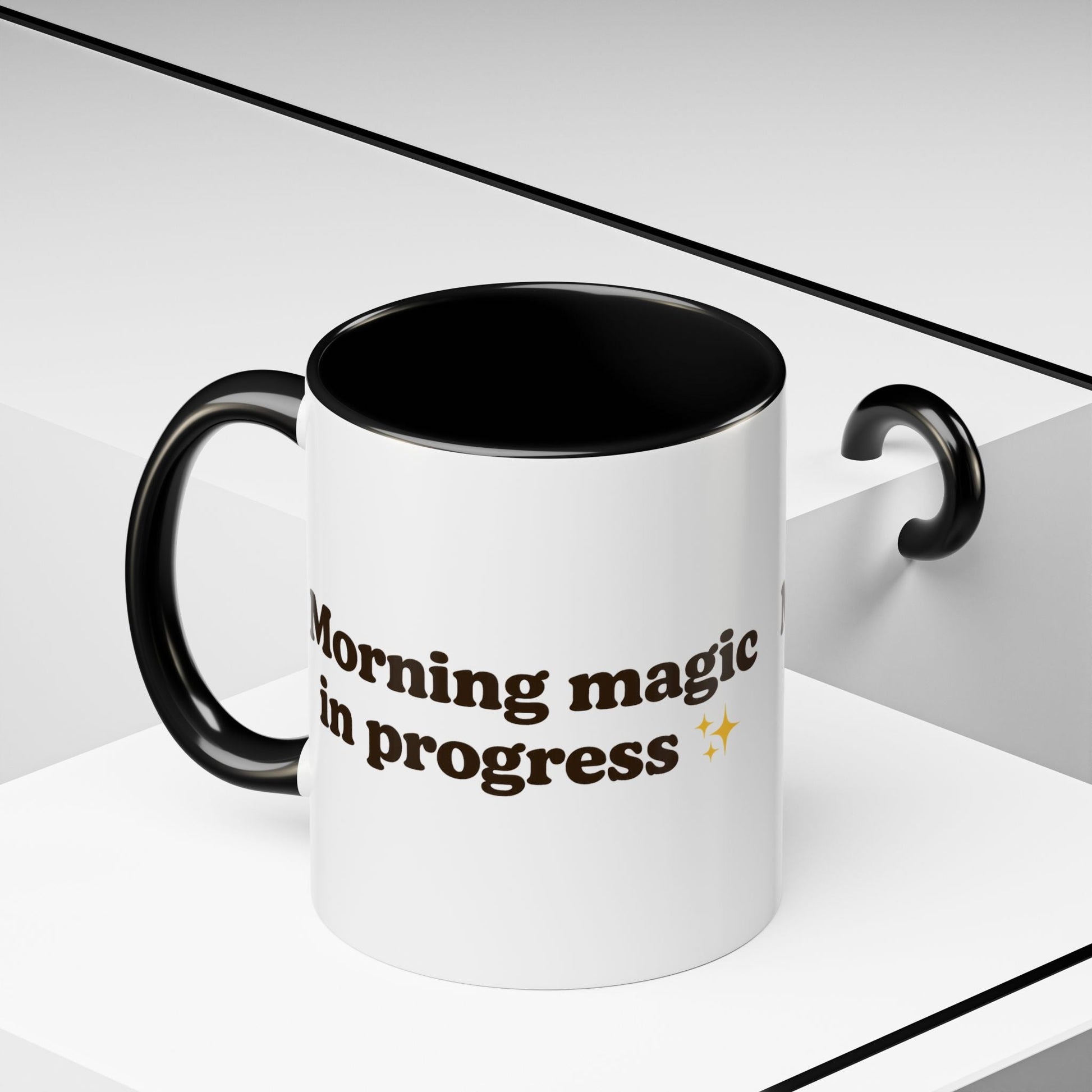 Morning Magic in Progress Coffee Mug - Black Accent Mug for Coffee Lovers - The Buy Boom