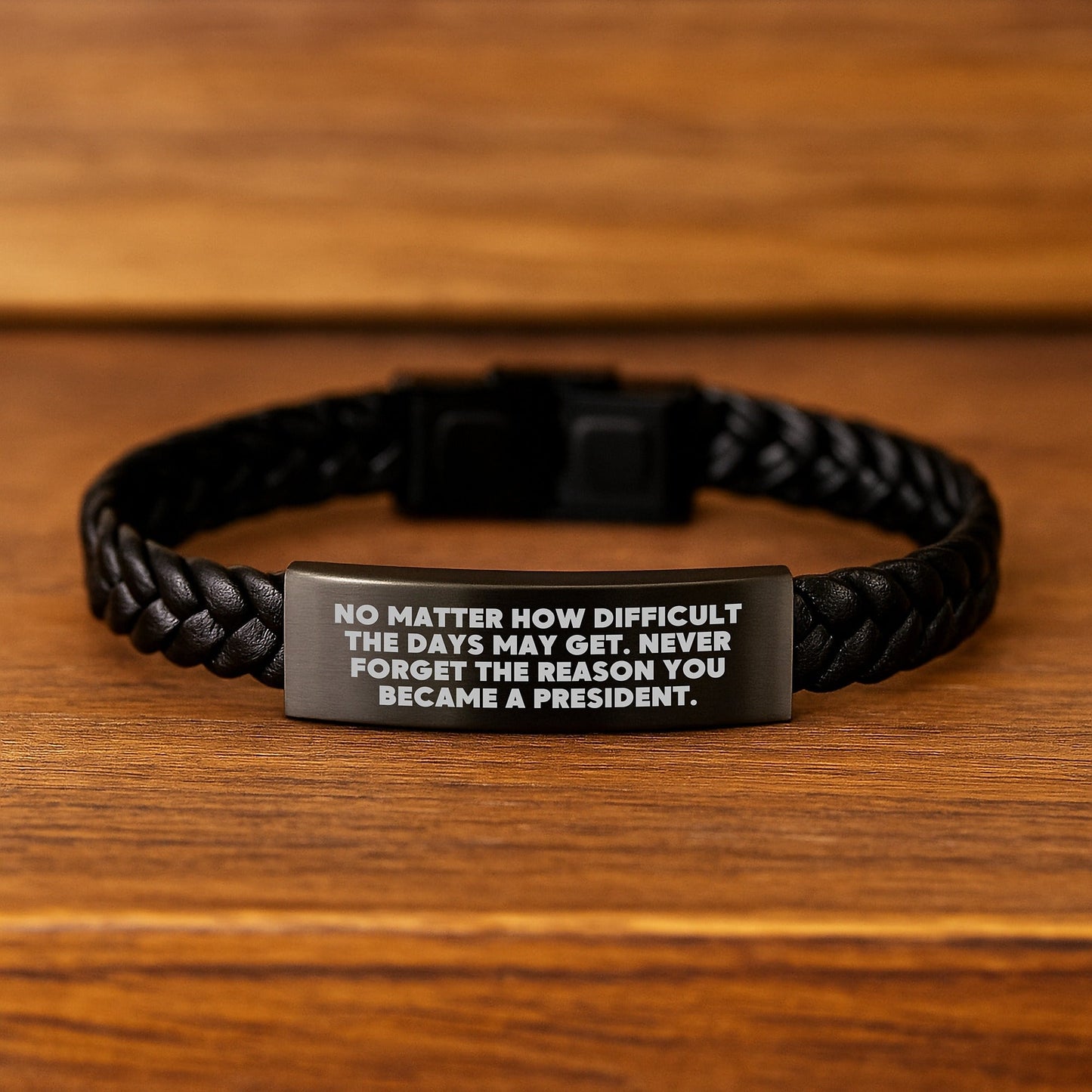 Motivational President Interlaced Leather Bracelet, Gifts for Him, Funny Quote, Christmas Unique Gift for Men, President, Leather Bracelet - The Buy Boom