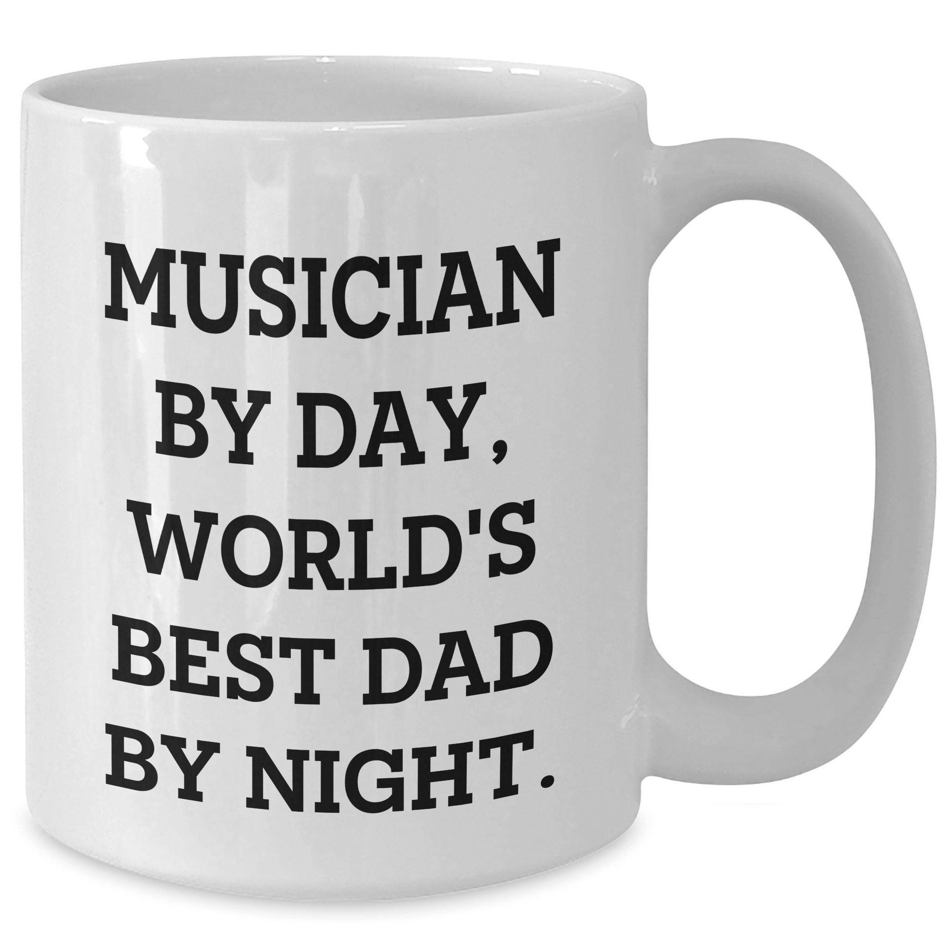 Musician Gifts By Day, World's Best Dad By Night Funny White Coffee Mug, Unique Father's Day Unique Gifts from Men for Musician Friends - The Buy Boom