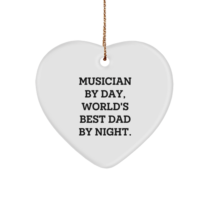 Musician Gifts from Mom Dad - Funny Heart Ornament for Musician, World's Best Dad, Christmas Unique Presents - The Buy Boom