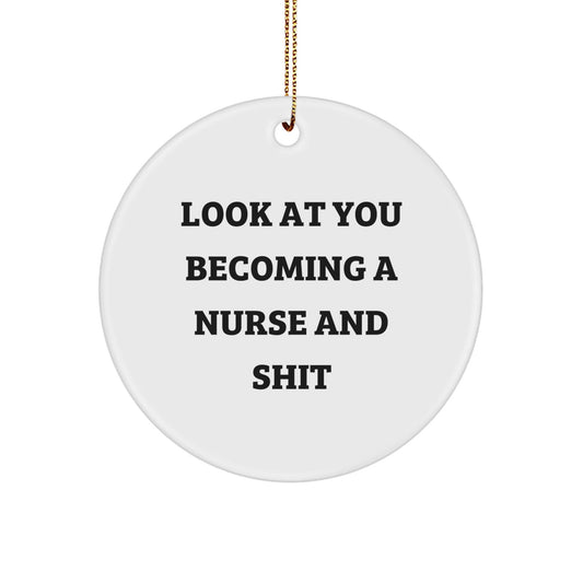 Nurse Gifts, Funny Quote Circle Ornament, Gifts from Family to Nurse, Nurse Christmas Unique Gifts - The Buy Boom