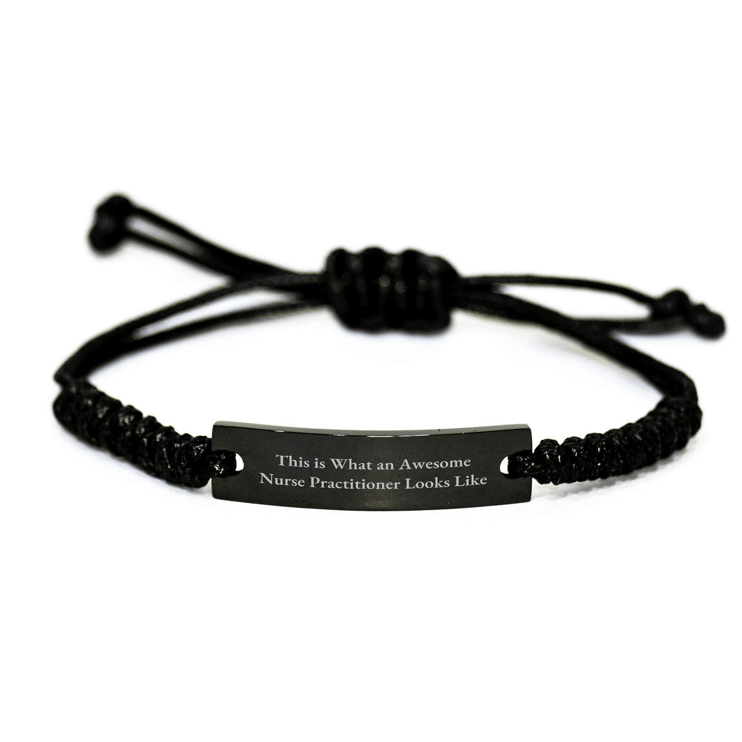 Nurse Practitioner Gifts from Friends - Funny Quote Rope Bracelet for Dad on Father's Day - Adjustable Black Stainless Steel with Interlaced Rope - The Buy Boom
