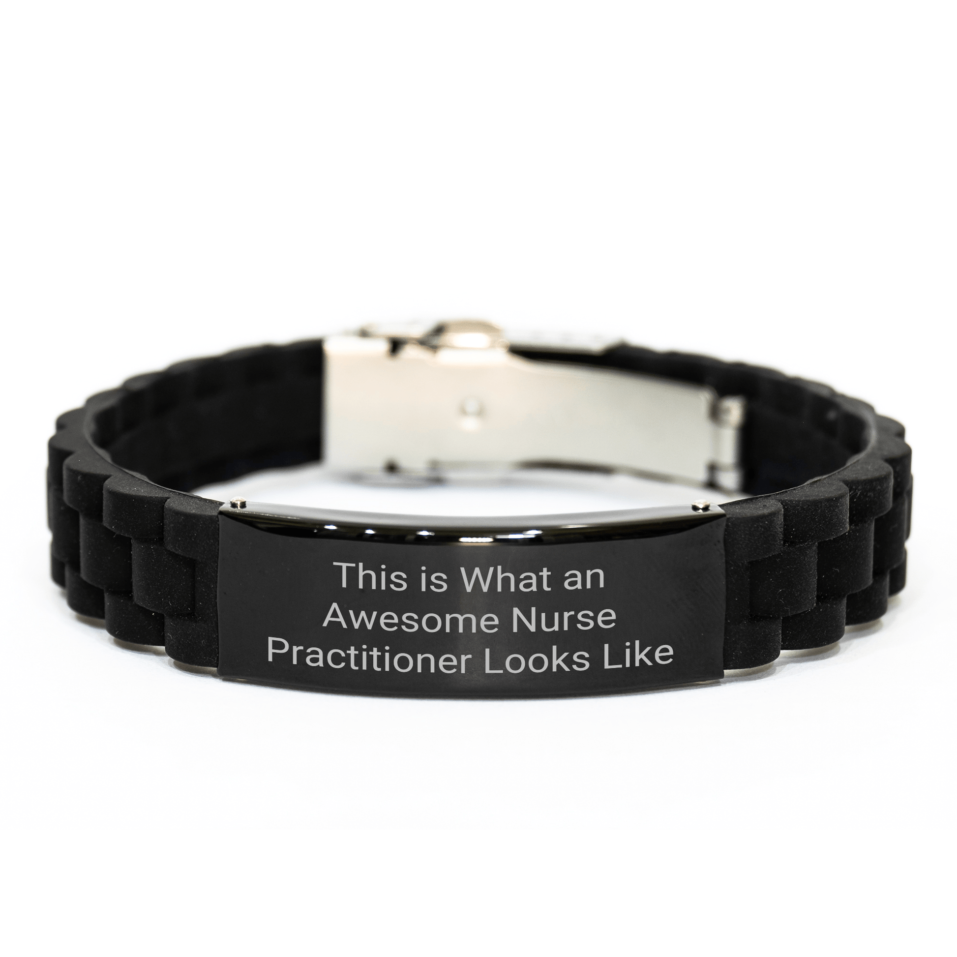 Nurse Practitioner Gifts from Men - Inspirational Quote Glide lock Clasp Black Stainless Steel Adjustable Bracelet for Awesome Nurse Practitioner on Father's Day - The Buy Boom
