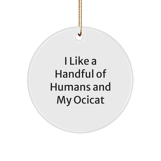 Ocicat Lovers' Funny Gift, I Like A Handful Of Humans And My Ocicat, Circle Ornament for Christmas - The Buy Boom