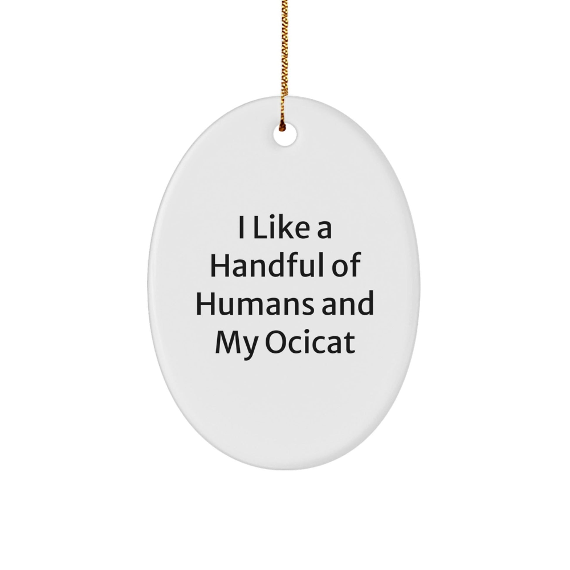 Ocicat Lovers Gift, I Like A Handful Of Humans And My Ocicat, Oval Ornament, Christmas Unique Gifts from Friends, Gifts for Ocicat Enthusiasts - The Buy Boom