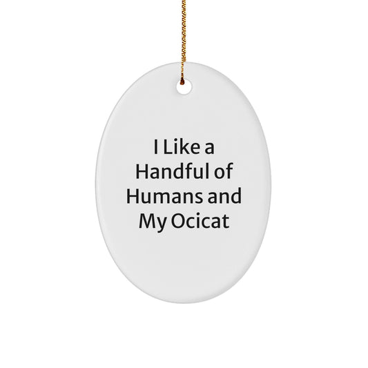 Ocicat Lovers Gift, I Like A Handful Of Humans And My Ocicat, Oval Ornament, Christmas Unique Gifts from Friends, Gifts for Ocicat Enthusiasts - The Buy Boom